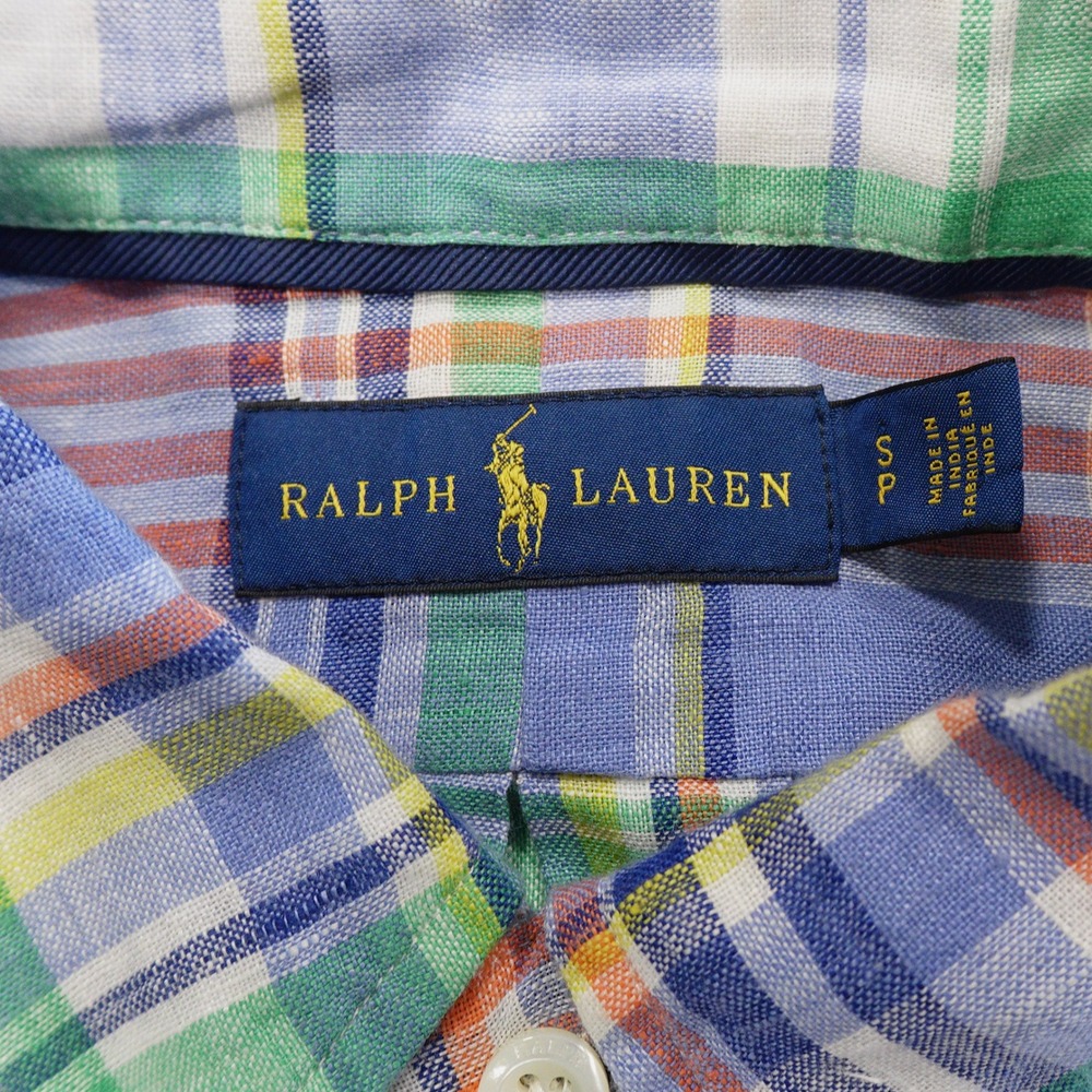 RALPH LAUREN Men's SP 100% Linen Madras Long Sleeve Button Down Dress Shirt - Picture 3 of 7